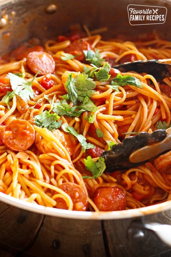 Family-Favorite Jambalaya Pasta with Chicken, Sausage & Shrimp